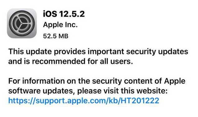 清涧苹果手机维修分享iOS12.5.2发布，建议所有老苹果用户安装 